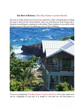 The Best of Roatan, West Bay Roatan Vacation Rentals