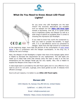 What Do You Need to Know About LED Flood Lights?