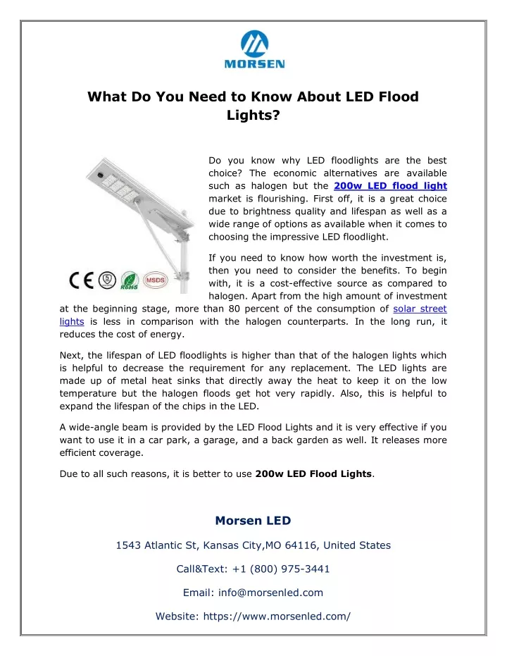 what do you need to know about led flood lights