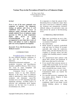 various ways in the prevention of fatal fever