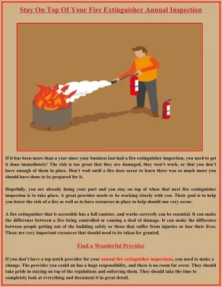 Stay On Top Of Your Fire Extinguisher Annual Inspection