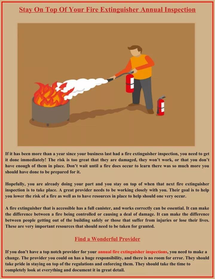 stay on top of your fire extinguisher annual