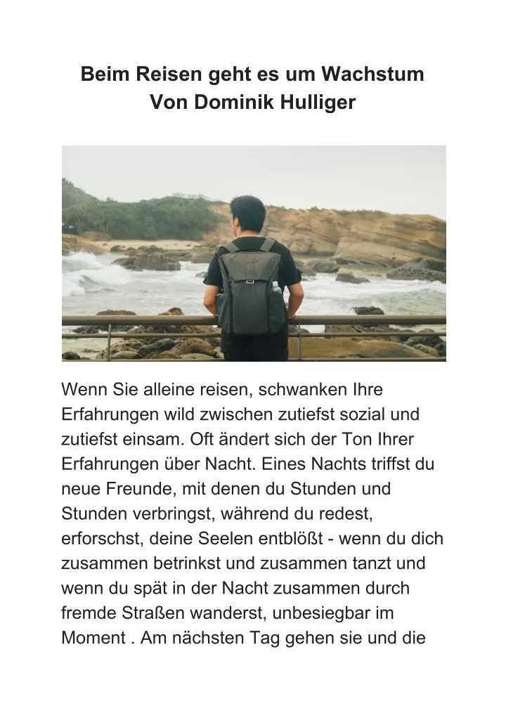 beim reisen geht es um wachstum von dominik