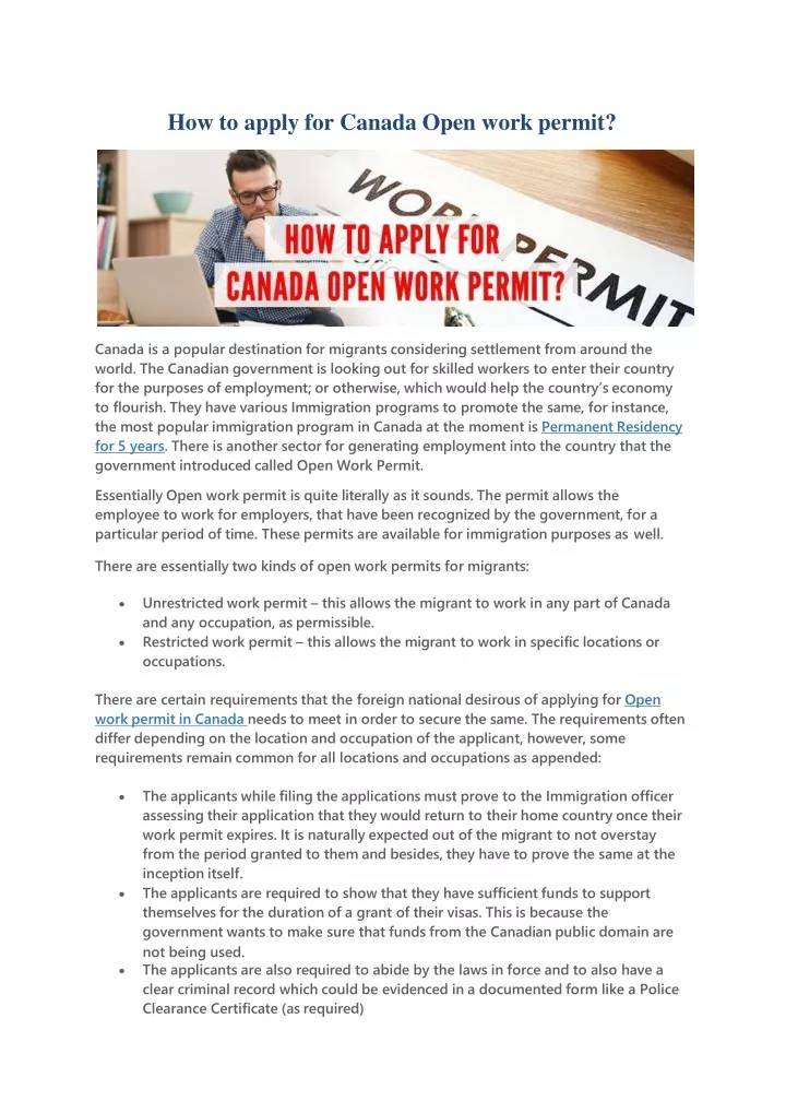 how to apply for canada open work permit