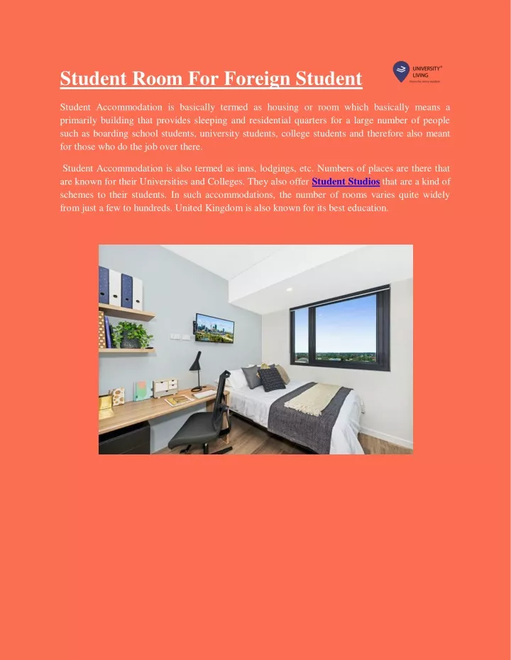 student room for foreign student