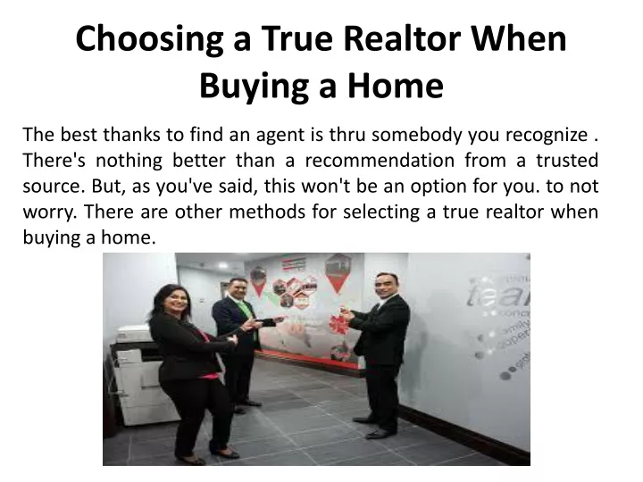 choosing a true realtor when buying a home