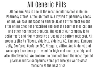 All Generic Pills All Type Medicine Provide