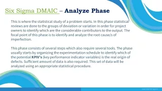 Six Sigma DMAIC – Analyze Phase
