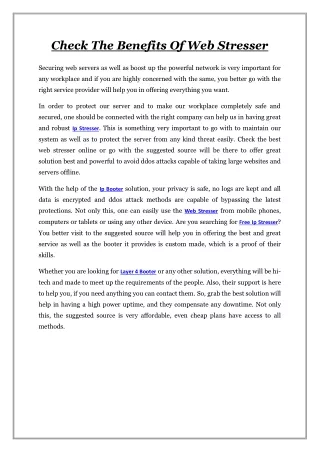 check the benefits of web stresser