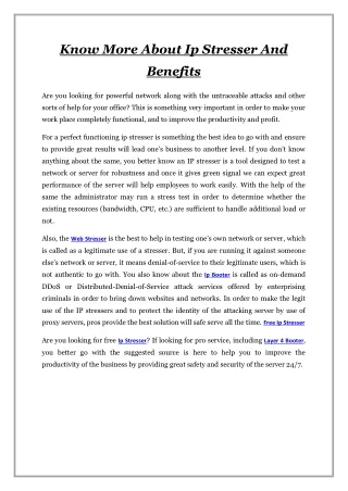 know more about ip stresser and