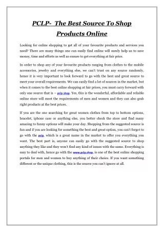 pclp the best source to shop
