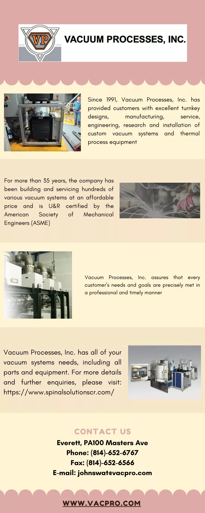 since 1991 vacuum processes inc has provided