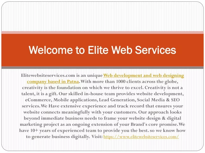 welcome to elite web services