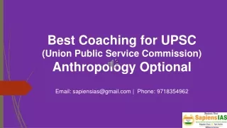 Best coaching for UPSC (Union Public Service Commission) Anthropology optional