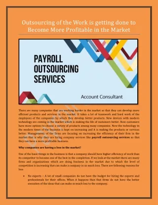 outsourcing of the work is getting done to become