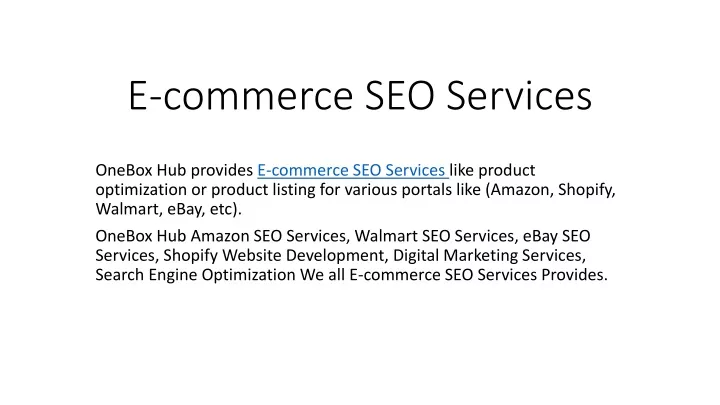 e commerce seo services