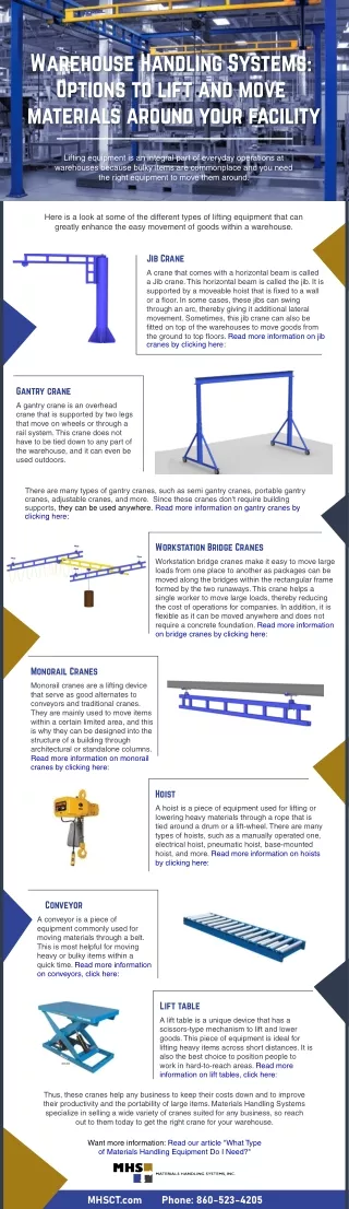 Types of Warehouse Lifting Equipment