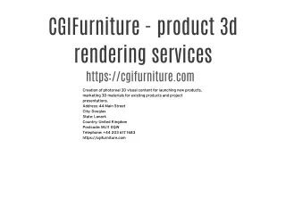 CGIFurniture - creation of photoreal 3D visual content for launching new products