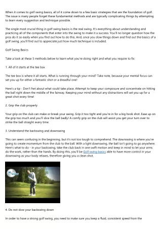 when it comes to golf swing basics all of it come
