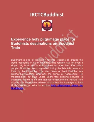 Visit Holy Pilgrimage Place For Buddhists Destinations