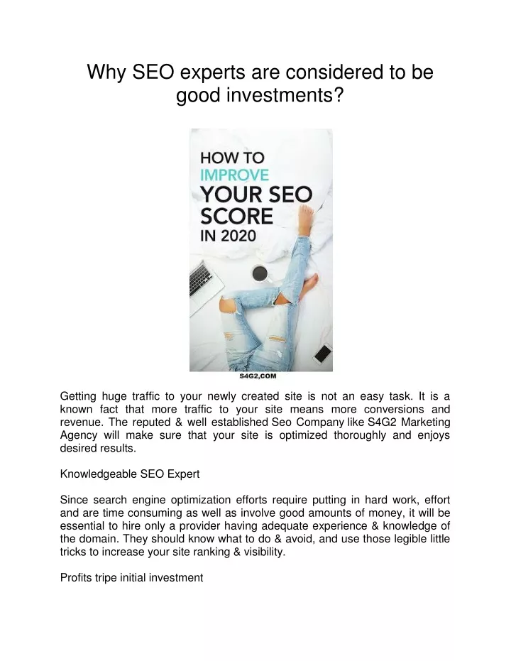 why seo experts are considered to be good