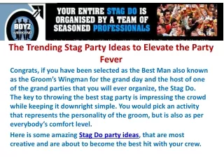 The Trending Stag Party Ideas to Elevate the Party Fever