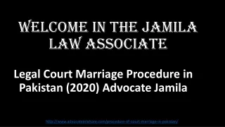 Get Best Lawyer For Court Marriage (Law) in Pakistan (2020) Advocate Jamila