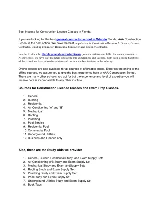 best institute for construction license classes