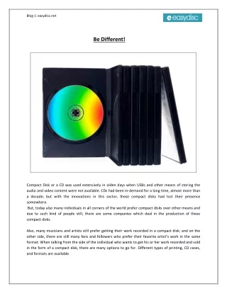 Be Different by Custom Printed CD