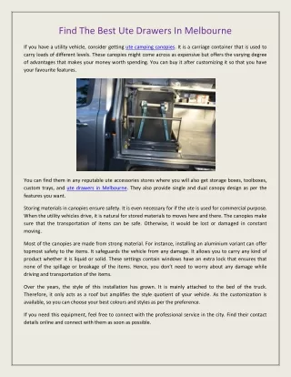 find the best ute drawers in melbourne