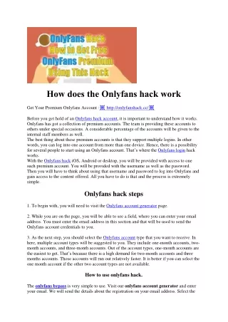 OnlyFans Hack – How to Get Free OnlyFans Premium Using This Hack