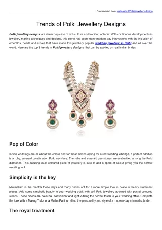 Trends of Polki Jewellery Designs
