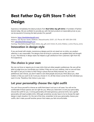 Best Father Day Gift Store T-shirt Design