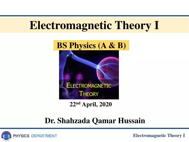 electromagnetic theory i