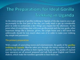 The Preparations for Ideal Gorilla Trekking in Uganda