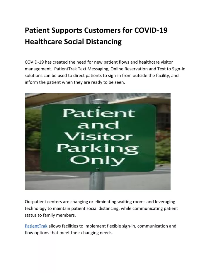 patient supports customers for covid