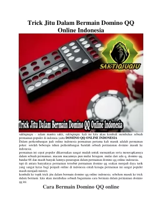 Trick Jitu Dalam Bermain Domino QQ Online Indonesia