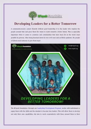 Developing Leaders for a Better Tomorrow
