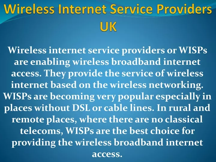 wireless internet service providers uk