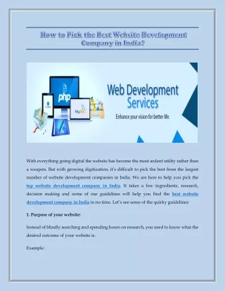 How to Pick the Best Website Development Company in India?