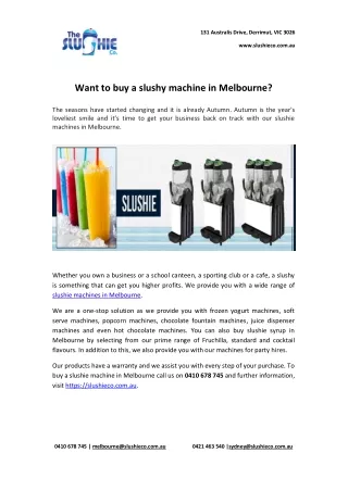 Want to buy a slushy machine in Melbourne?
