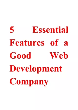 5 Essential Features of a Good Web Development Company