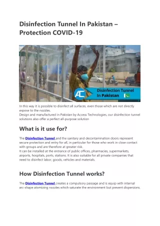 Disinfection Tunnel Installation In Pakistan