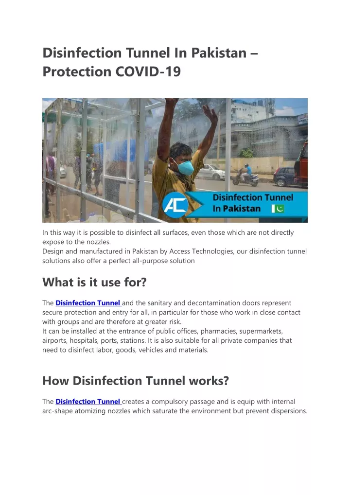 disinfection tunnel in pakistan protection covid
