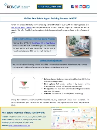 Online Real Estate Agent Training Courses in NSW