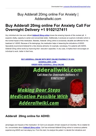 Buy Adderall 20mg online For Anxiety | Adderallwiki.com
