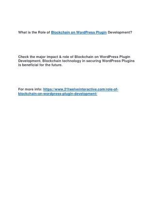 what is the role of blockchain on wordpress