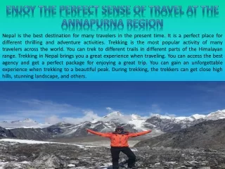 Enjoy the Perfect Sense of Travel at the Annapurna Region