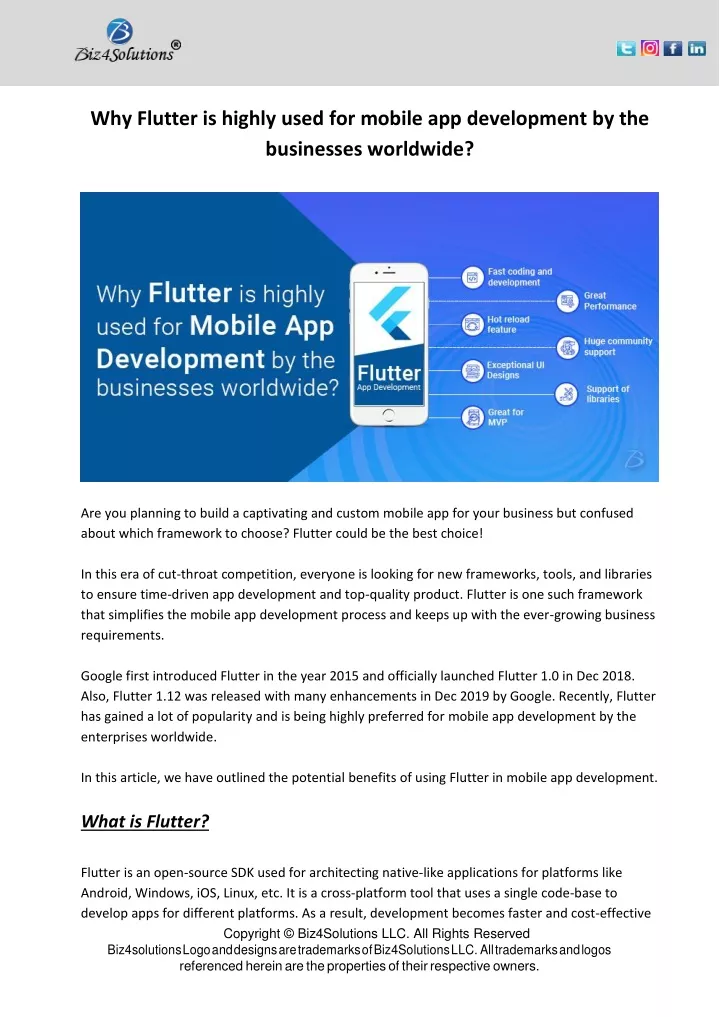 why flutter is highly used for mobile