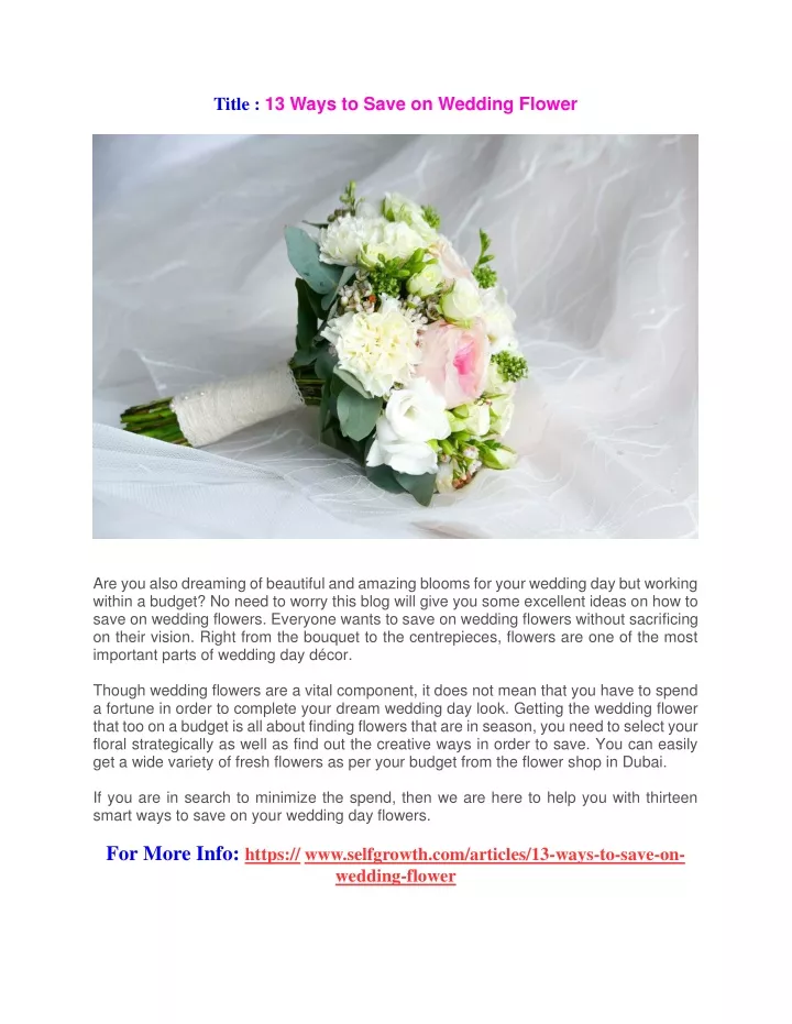 title 13 ways to save on wedding flower